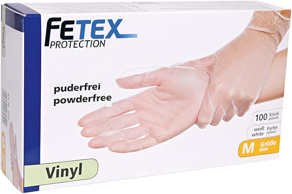 Vinylhandschuhe Vinylex – 100 Stück (50 Paar), Größe M, Puderfrei, Latexfrei, Transparent