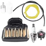 537255701 Air Filter Fuel Line Filter for Husqvarna 455E 455 Rancher 460 461 Gas Chainsaw with Spark Plug Primer Bulb Tune Up Kit