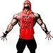 G.S Men's Bodybuilding Stringer Hoodie Logo Print Workout Fitness Gym Tank Top Red,Medium