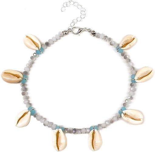 Amazon Yizu 女性のためのアンクレットナチュラルシェルビーチガールアンクレットファッション手作りライスビーズ 色 Siilver Plated アンクレット 通販