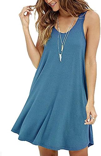 Womens Dress Oasisocean Women's Sleeveless Casual Swing Simple T-Shirt Loose Dress Plain Dresses Summer Short Dress