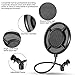 Pop Filter 6-Inch for Blue Yeti Microphone,SOONHUA Double-Layer Metal Mesh Professional Studio Mic Pop Shield with 360 Degree Flexible Gooseneck Screw Clamp for Recording Vocals
