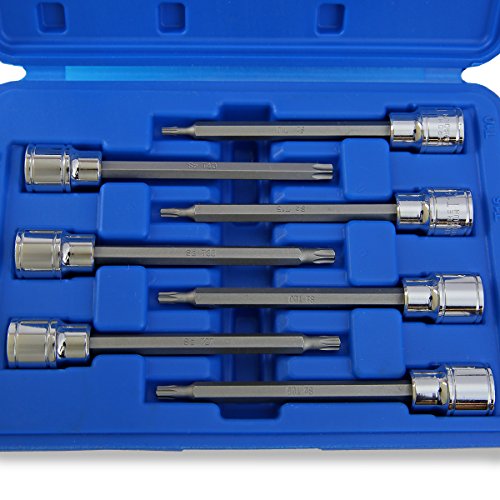 3/8" Extra Long Tamper Proof Torx Bit Socket Set 7pc With Case