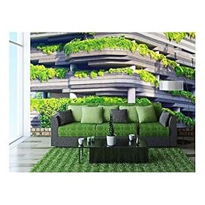 Modern Building with Plants - Removable Wall Mural | Self-Adhesive Large Wallpaper - 66x96 inches