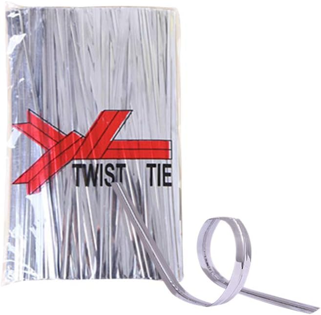 YOFASEN Silver Twist Ties - 800PCS Metallic Bread Candy Cookie Gift Bag Sealing Ties Packaging Ligation Dessert Floral Wire, 12cmx4mm