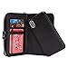 Urvoix for iPhone Xs Case, iPhone X Case, Leather Zipper Wallet Handbag with Strap, Detachable Magnetic Case with Flip Card Holder Cover for iPhone 10 / Xs/X, Black