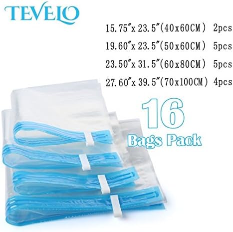 ONE Day Sale!! 16 Pcs Clothing Vacuum Sealer Bags for Closet Storage, Clothes Shrink & Moving Supplies with [Free] Travel Hand Pump (Jumbo Size,XL,Large,Medium) Space Saver