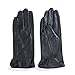 MATSU Casual Women Winter Warm Lambskin Leather Cashmere Touchscreen Gloves M9229 (L, Black-TouchScreen)