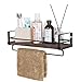 SODUKU Rustic Kitchen Wood Wall Shelf, Spice Rack Shelf with Towel Bar,Wood and Metal Floating Shelves Wall Mounted Toilet Storage Shelf for Kitchen Bathroom Bedroom Living Room Brown