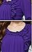 C2U Women Pullover Elegant Wave Flouncing Long Sleeve Chiffon Shirt, Purple, Medium