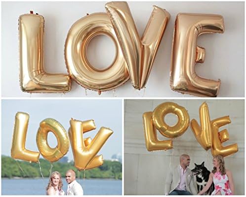LOVE / XOXO 40" Gold Foil Balloon - Huge Balloons! Engagement, Bridal Showers, Weddings Decor (LOVE gold)