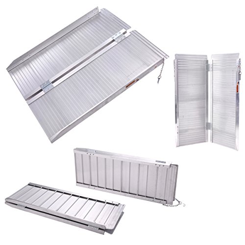 Heavens Tvcz Handicap Ramp Safety Folding 3' Aluminum Wheelchair Elderly, People, Scooter Bikes Motorcycles Threshold Portable Mobility Non-Slip Bearing Capacity Professional Easy Use Set-up
