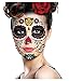 Sugar Skull Full Face Temporary Tattoo (Heart & Flowers) #119 by Fake Tattoos