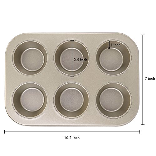 6-Cups Mini Muffin Cupcake Pan, WarmHut Nonstick Cupcake Baking Pan, Torte Souffle Cheesecake Egg Tart Makers Cake Molds Baking Molds Gourmet Bakeware