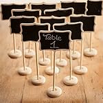 Kubert 12 Piece Mini Rectangle Blackboard Vintage Chalkboard Place Card Holder Stand for Dessert Table WordPad Message Board Holder Clip For Wedding