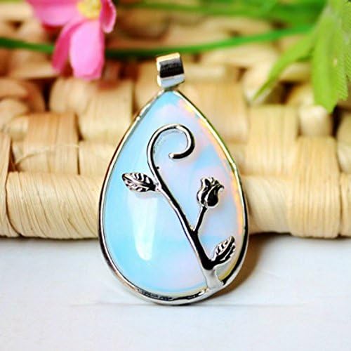 Opal Opalite Natural Elegant Semi-precious Gemstone Dangle Dragon?Pendant Necklace 18"