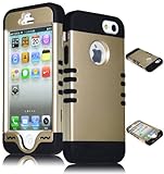 Iphone SE case, Bastex Heavy Duty Hybrid Case iPhone 5, 5S, 5th Generation - Black Silicone / Gold Hard Shell