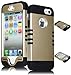 Bastex Heavy Duty Hybrid Case iPhone 5, 5S, 5th Generation - Black Silicone / Gold Hard Shell