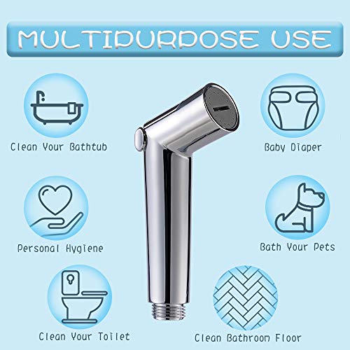 Houtingmaan Baby Cloth Diaper Sprayer, Diaper Washer Handheld Bidet Sprayer Set, Shattaf Shower Sprayer Kit, Chrome Bidet Sprayer for Cloth Diapers, Pet, Personal Hygiene ... (Chrome2)