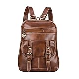 Leather Backpack for Women SNUG STAR Vintage School Bag Students Book Bag Satchel Purse(Brown)