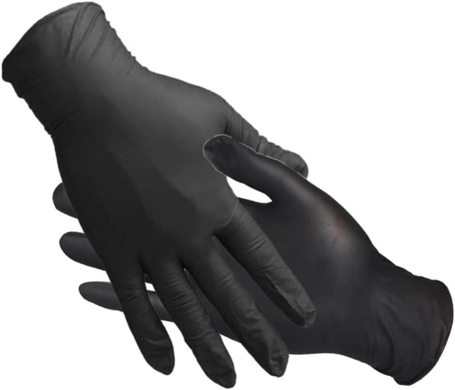 HOT1950s Disposable Powder-Free Latex Gloves, Powder Free Disposable Black Nitrile Gloves,Chlorinate