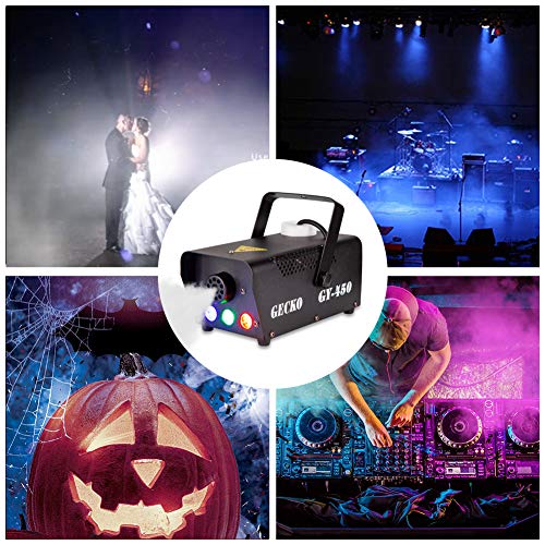 Fog Machine,GECKO Smoke Machine hood portable LED light with wired and wireless remote control, fast heating, suitable for parties, Christmas, Halloween and wedding