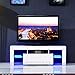 SUNCOO TV Stand Media Console Cabinet LED Shelves with Drawers for Living Room Storage High Gloss (White 51- inch)