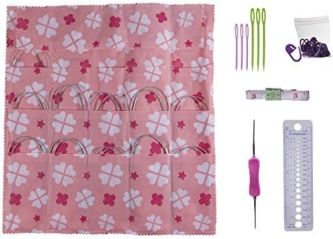 24-inch Circular Knitting Needles Set with 11 Assorted Sizes- 30-pcs Freebies - Stainless Steel Flexible Cable - Best…