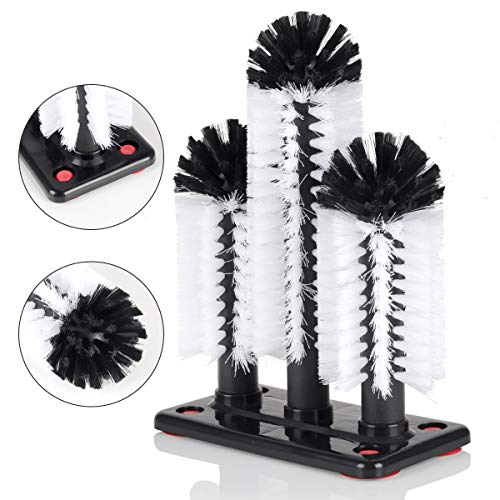 Triple 3 Brush Bar Glass Washer with Suction Base