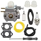 Carburetor for Troy-Bilt TB80EC TB32EC YM21CS TB21EC TB22EC TB2040XP TB22 2 Cycle String Trimmer Gas Craftsman Weed Eater Whacker 27CC Replaces # WT-973 MTD 753-06190 with Tool Fuel Line Filter