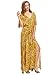 Milumia Women's Boho Vintage Print Split Tie Waist Maxi Dress Yellow Large