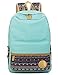 Leaper Casual Style Lightweight Canvas Laptop Bag Cute Backpack Shoulder Bag School Backpack Travel Bag (Water Blue A3)