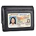 Women Small Wallet Genuine Leather Wallets Trifold Slim Credit Card Holder (Black)