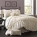 Lush Decor Ivory Darla 3-Piece Comforter Set, Luxury Bedding (Full/Queen) - DISCONTINUED