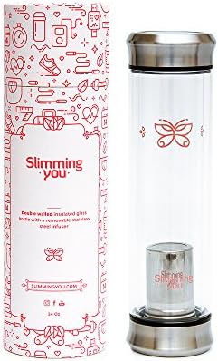 Tea Infuser Bottle &amp; Cold Brew Coffee Maker by Slimming You. 14 Oz Tea Cup Tumbler with Strainer filter For Fruit &amp; Loose Leaf Tea Infusers – Environmentally Friendly With Beautiful Design