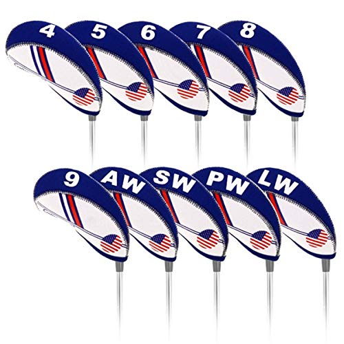 SunTrade 10pcs Golf White & Blue US Flag Neoprene Golf Club Head Cover,for Titleist, Callaway, Ping, Taylormade, Cobra, Nike, Etc. - Thumbnail 3