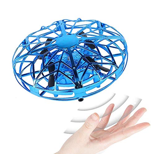 Mini-Drohne-Fuer-Kinder-UFO-Fliegende-Spielzeug-RC-Fliegender-Ball-Handgesteuerte-Flying-Drohne-mit-360--rotierenden-und-LED-LichtFliegendes-Spielzeug-fuer-Jungen-Maedchen-und-Kinder-Geschenke-Bleu
