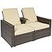 Best Choice Products Outdoor 3pc Rattan Wicker Patio Love Seat Lounge Chair Furniture Set Multi Purpose