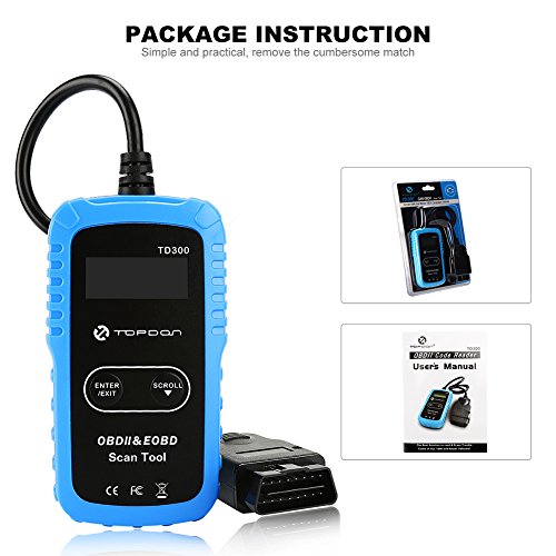 TT TOPDON TD300 OBD2 Scanner Code Reader with Engine Light Turn-Off, I/M Readiness Check, 7000 DTC Definitions