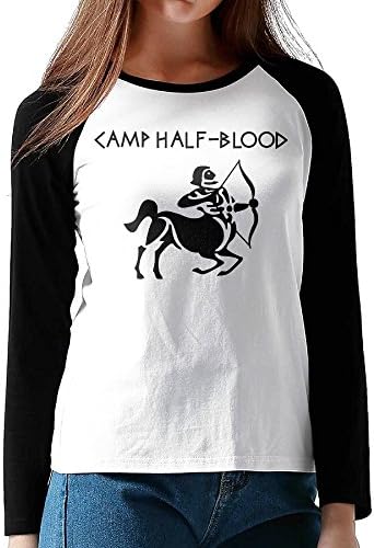 RODNEY Women's Long Sleeve Camp Half-Blood Baseball Jersey Raglan T-shirt Tee XL Black