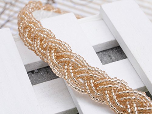 Alilang Princess Style Simple Braided Bead White Tone Fashion Hair Piece Headband