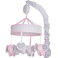 Wendy Bellissimo Baby Mobile Crib Mobile Musical Mobile - Elephant Mobile from The Elodie Collection in Pink and Grey