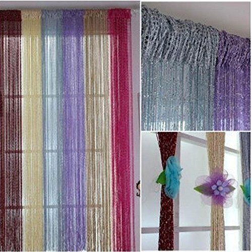 Curtain Valance - 200x100 Cm Modern Cute Flash Line Shiny Tassel String Door Curtain Window Room Divider Valance Home - Cream Curtains Green Long Crochet Silver Bathroom Mint Multicolor Gra