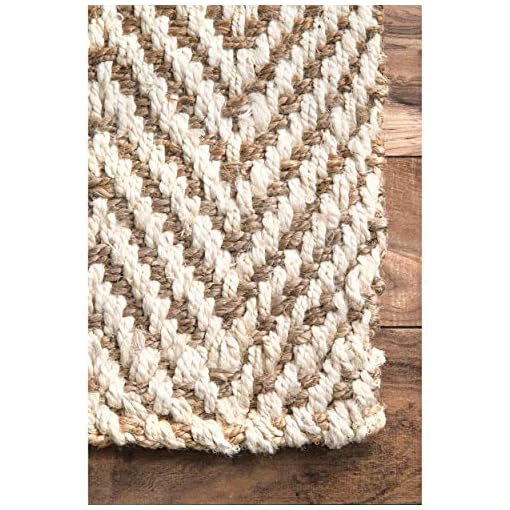 nuLOOM Vania Chevron Jute Area Rug, 5' x 8', Offwhite Beachfront Decor