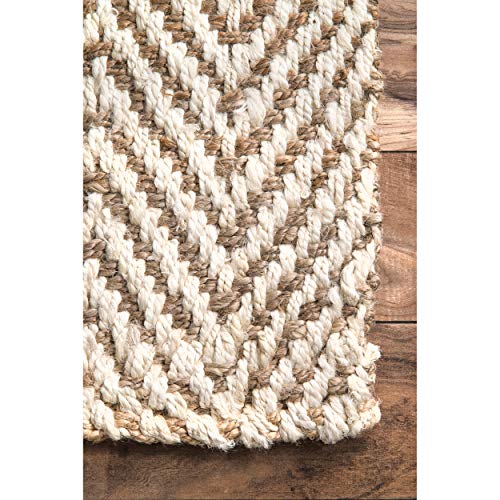 nuLOOM Vania Chevron Jute Area Rug, 5' x 8', Offwhite Beachfront Decor