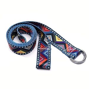 NOBRAND Printed Cotton Yoga Belt Washable Stretch Strap D Ring Belts,Yoga Strap Fitness Rope Multi Color Yoga Mat Rope Yoga Stretch Belt