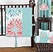 Sweet JoJo Designs Unique Turquoise Blue and Coral Emma Baby Girls 9 Piece Floral Modern Crib Bedding Set