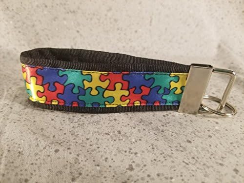 Autism Awareness Puzzle Ribbon Keychain