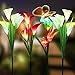 Solar Lights Outdoor Decorative, 2 Packs Solar Garden Decor Lights with Multi-Color, Solar Powered Butterfly Stakes Lights with Copper String for Patio, Lawn, Garden, Yard Decoration (Solar flower lights outdoor)