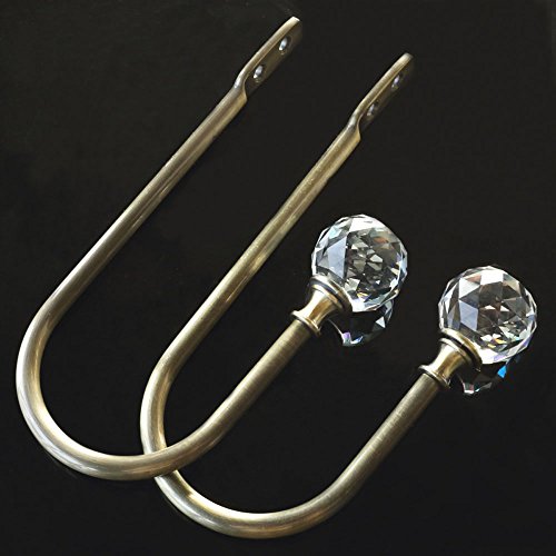 HSTYAIG Crystal Curtain Holdback Hooks Drapery Tiebacks Tassel Holder Window Decorative Hook Set of 2 (Green Bronze)